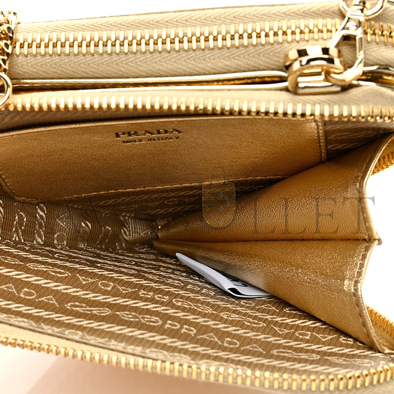 PRADA SATIN CRYSTAL MINI TRIANGLE CROSSBODY POUCH PLATINO 1NR015 (15*10cm)